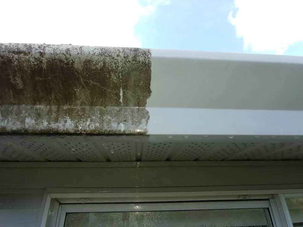 Half cleaned gutter section